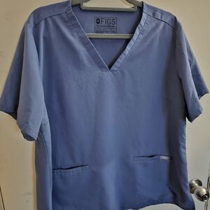 Figs Women's Blue V-Neck Blouse